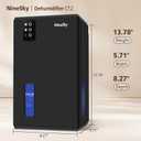 NineSky Dehumidifier, 1000 sq.ft Dehumidifiers for Home with 95oz Large Water Tank,Quiet Dehumidifier with 7-Color Ambient Light & Auto Shut Off, Dehumidifier for Basement, Bedroom, Bathroom (Black)