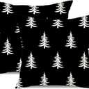 DFXSZ Christmas Pillow Covers 18x18 inch Set of 2 Christmas Tree Decorative Black Throw Pillow Covers Winter Famliy Decoration for Home Couch TH-30D18