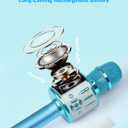 Amazmic Kids Karaoke Microphone Machine Toys for Girls Bluetooth Microphone with LED Light, Mother's Day Birthday Gift for Girls Boys 3 4 5 6 7 8 9 10 11 12 Year Old Kids Toys(Blue)