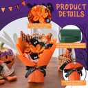 Crochet Flowers Bouquet Halloween Gothic Decor Spooky Indoor with Bats Ghost Pumpkin Scarecrow Fake Forever Flowers Table Decor for Home Decoration, Gothic Gifts for Women and Girls(Gift Card and Bag) (13x11, Orange)