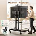 Rolling TV Stand with Shelf&Camera Rack for 32-83" TV up to 132lbs | Thickened Columns, 2X Strength Tested, 11 Height Levels 39.7-59.4", Lockable Wheels, for Living Room, Office, Meeting