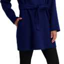 TAHARI Women's Double-faced Luxury Soft Wool Blend Peacoat- Wrap Wool Coat With Removable Belt, M