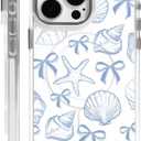 DAIZAG Case for iPhone 16 Pro, [Compatible with MagSafe],Phone Case for Women Girls Magnetic Clear Cover,Blue Seashell Bow
