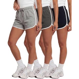 Real Essentials 3 Pack: Women's Fleece Dolphin Shorts Athletic Workout Running Gym Yoga Sweat Lounge Comfy, Small