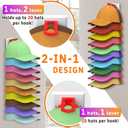 Volnamal Hat Organizer for Baseball Caps, 2 Pack Hold Up to 40 Hats | Hat Rack for Wall Space Saving, Hat Hanger w/Strong Adhesive Hat Storage Holder Display for Closet Door and Wall(White&Color)