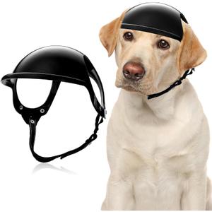 2 x Goaste Dog Helmet for Large Dog, Dogs Motorcycle Helmet with Ear Holes, Doggie Safety Hat with Adjustable Strap for Outdoor Driving Riding(Black, Large)