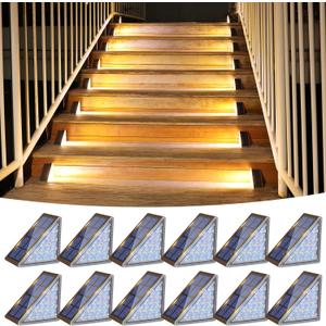 VOLISUN Solar Step Lights Outdoor Waterproof, LED Outdoor Stair Lights, Solar Step Light for Outside, Deck Light Decor for Stair,Front Porch and Patio(Brown,12 Pack)