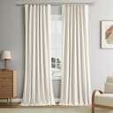 Pinch Pleated Linen Blackout Curtains 84 Inches Long for Living Room 2 Panel Set Beige 100% Black Out Pinch Pleat Hooks Rings Back Tab Drapes 84 Inch Curtain with Liner Bedroom Window