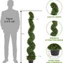 THE BLOOM TIMES 5ft Spiral Topiary Trees Artificial Outdoor Set of 2, Faux Boxwood Plants Outside - All-Year Green Fake Twisted Tree for Garden Front Porch Planter Decor 5 Foot