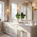 Arched Bathroom Mirror for Wall, 38" x 26" Gold Metal Frame Vanity Mirror, HD Glass Over Sink for Bathroom, Entryway, Bedroom