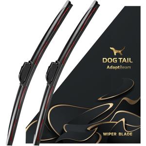 DOG TAIL Neoprene Dual-Steel Frame Wiper Blades 26"+19" with Multiple Adapters, Automotive Replacement Vehicle Front Windshield Wiper Blades Set for My Car Truck Vehicle AdaptBeam