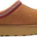 Women's Slippers Platform Mini Boots Short Ankle Boot Fur Fleece Lined House slippers Anti-Slip Boot For Outdoor (12, Brown)