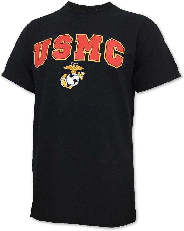 United States Marine Corps Arch Eagle Globe Anchor Short Sleeve T-Shirt (Large, Black)