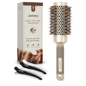 AIMIKE Round Brush for Blow Out, Medium Round Hair Brush Nano Thermal Ceramic & Ionic Tech, for Blow Drying & Styling, Curling and Shine - 2.9 inch Barrel w/Boar Bristles