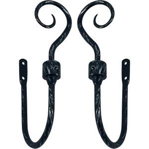 New Shape Curtain HoldbacksScroll Hooks,Curtain Hooks,Tassel Hooks,Window Drapery holdbacks, Set of 2, Black Brushed Silver
