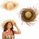 Garneck 2pcs Hawaiian Straw Hat: Woven Beach Sun Hats Packable Mexican Sombrero Headpiece for Luau Party Tropical Vacation Poolside Photos and Summer Travel