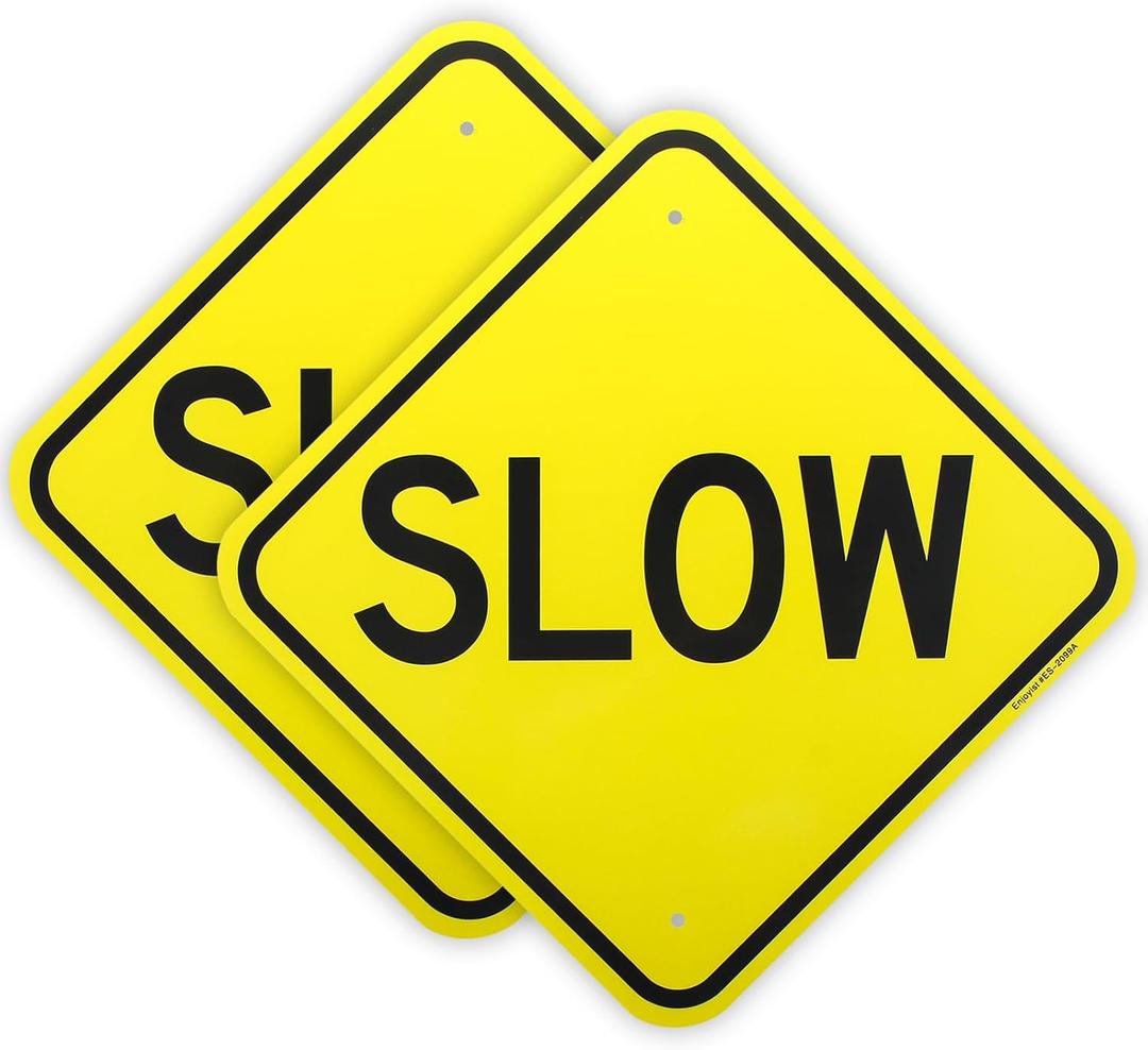 2-Pack Slow Sign - 12" x 12" - .040 Rust Free Aluminum  Reflective, UV Protected and Weatherproof