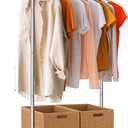 TigerParty Clothes Rack for Hanging Clothes, Sturdy Stainless Steel Clothing Rack, Extendable & Adjustable Rolling Garment Rack with Wheels for Bedroom Laundry Living Room, Silver