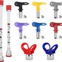 10 Pieces Airless Paint Sprayer Gun Accessory Set Equipped with 2 Extension rods 6 Spray Tips and 2 Nozzle Seats Suitable for Home Renovation .（109, 211, 313, 415, 517, 623）