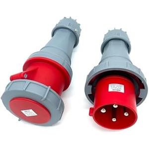 125A 4Pin Male+Female Connector,(Compatible with 100amp Electrical),380V-415V 3P+E 6H Industrial Waterproof Connector, IEC60309 IP67 Industrial Plug&Socket,Cable Coupling Connector(1Set)