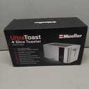 Mueller UltraToast Full Stainless Steel Toaster 4 Slice, Long Extra-Wide Slots for Bagels and Waffles, 6 Browning Levels, LED Display, Cancel/Defrost/Reheat Functions & Removable Tray, Kitchen Gadgets
