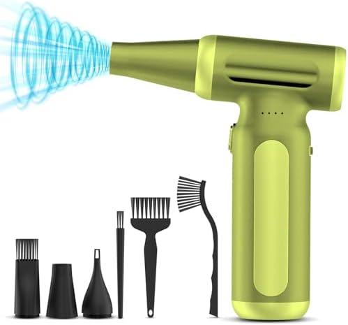 Electric Compressed Air Duster - 33,0000 RPM Rechargeable Cordless Turbo Blower, Portable Air Blower Gun for Cars, PC, Keyboard, Home & Outdoor Dust Cleaning (Replaces Compressed Air Cans) (Black)