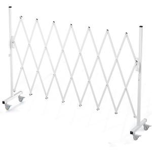 Expandable Barricade Gate,Accordion Garden Yard Outdoor Indoor Portable Folding Security Dog Fence Gates Wall Mount,82" Adjustable Metal Safety Barrier Gate with Casters,White