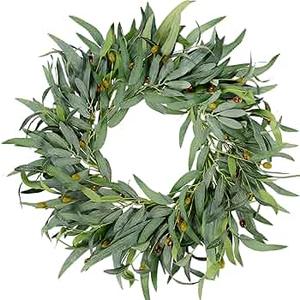 for Front Door 19 inch, Greenery All Season Wreath, Home Decoration for Outdoor Living Room Indoor Wall and Outside Summer All Season Wedding(2PC)