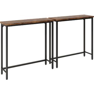 2 Pack Narrow Entryway Console Table & Sofa Side Table - Industrial Hallway Table for Small Spaces, Behind Couch Table, Multi-Functional Living Room Bedroom Office,Brown, 29.5" x 9.4" x 29.5"