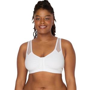 Fruit of the Loom Women's Comfort Front Close Sport Bra with Mesh Straps, White, 36