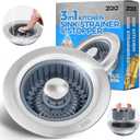 Sink Drain Strainer - Sink Stopper Kitchen Drain, 3 in 1 Kitchen Sink Drain Strainer with Anti-Clogging Basket, Kitchen Gadgets Clearance Sink Accessories, Fit US Standard 3-1/2'' Sink Hole, Silver