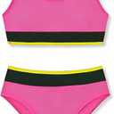Girl Two Piece Swimsuits Adjustable Straps Bikini Sets with Chest Pad Size 9-16Y
