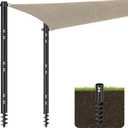 Shade Sail Poles, 2 Pack Heavy Duty Sun Poles ,Steel Shade Sail Post with D-Clamp for Outdoor String Light, Patio, Backyard 2.36in
