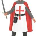 fun shack Crusader Costume Kids, Knight Costume Boys, Medieval Knight Costumes Boys, Book Characters Costumes for Kids (Medium, Red)