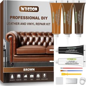 Brown Leather Repair Kit for Furniture, Leather Couch Repair Kit for Car Interior, Sofa, Car Seats and Purse with Super Easy Instructions, Restores Faux, Artificial, Genuine Pleather