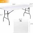Folding Table 6ft Foldable Table with Built in Handle & Steel Legs / 6FT Heavy Duty Folding Portable,Perfect for Party, Dining Indoor/Outdoor Events, Tailgating & Backyard BBQ, White, 70.87" X 26.77" X 29.13"