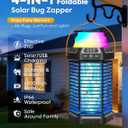 Solar Bug Zapper Outdoor – Ultra-Strong Fly & Mosquito Zapper, Solar-Powered Rechargeable Bug Zapper, Portable Cordless Insect Zapper, Foldable Adjustable Light, IP66 Waterproof (Carbon Black)