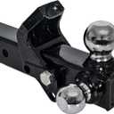 Buyers Products 1802280 Tri-Ball Truck Hitch With Hook, Solid Shank for 2-1/2 Inch Receiver Tubes, Chrome Welded Steel Towing Balls, Black Powdercoated, Towing Accessories For Trucks And Trailers