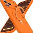 Compatible with iPhone 17 Pro Case with Magnetic Invisible Stand Compatible with Mag-Safe Military Drop Tested Shockproof Silicone iPhone 17 Pro Phone Cases for Women Men 6.3"Orange