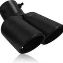 Exhaust Tip Dual Muffler Exhaust Tips, Double Outlet Bending Muffler Tail Pipe Car Stainless Steel Tail Pipe 2.5"/63mm Inlet Dual Curved Muffler Tip Bevel Port Modification Accessories(Black)
