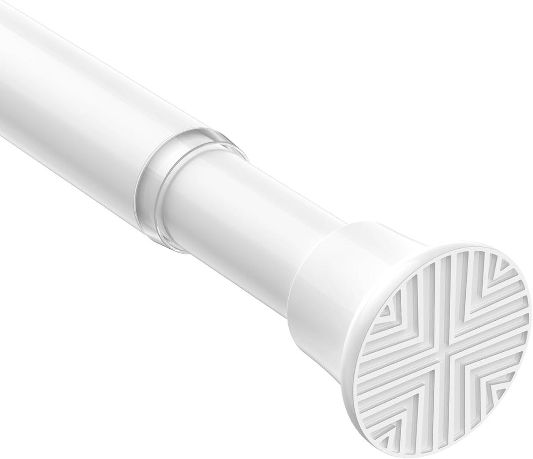 Spring Tension Curtain Rod 32-76 inch, Adjustable Expandable Tension Curtain Rod No Drilling, Tension rods for Window Doorway Kitchen Curtain, White