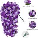 9 x HyeFlora Artificial Flowers for Outdoors, 2pcs Faux Hanging Morning Glory Silk Fake Flowers Lifelike Artificial Plants UV Resistant Flowers for Outside Planter Patio Garden Porch Decor (Purple)