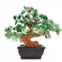 Feng Shui Quartz Crystal Money Tree Bonsai Style Decoration for Luck and Wealth (Green)
