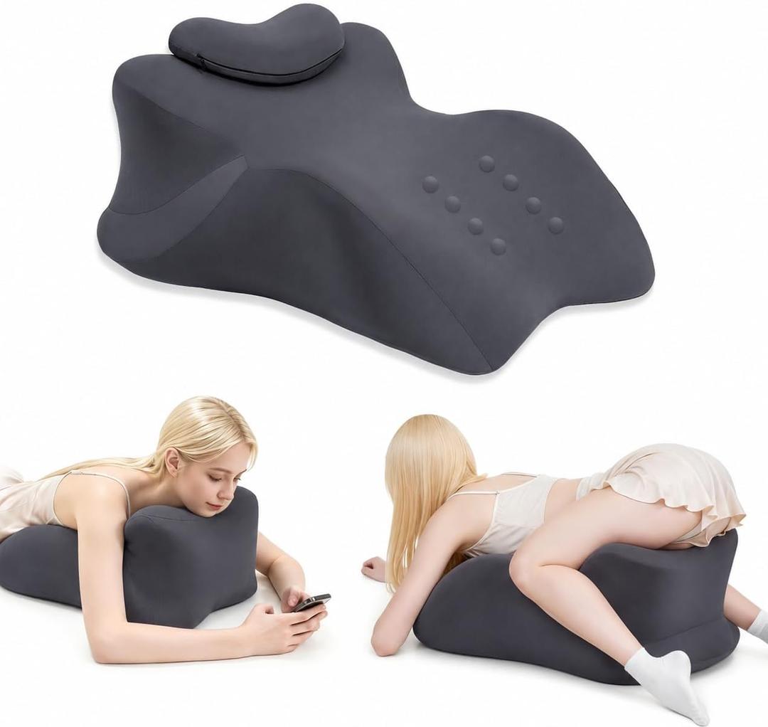 Memory Foam Ergonomic Wedge Intimacy Pillow - 27 Lift Support Cushion for Sleeping, Reading & Prone Positions Multi-Functional Rest Pillow for Neck, Waist & Back Pain Relief Washable Cover- Grey