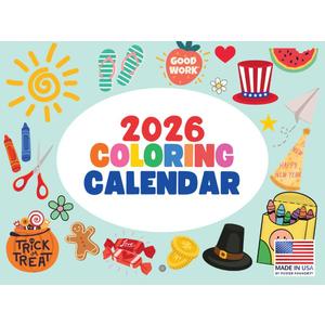 Kids Coloring Calendar 2026 Color Your Own Monthly Wall Calender 12 Month | American Made In The USA