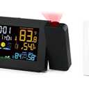 Wireless Weather Station Projection Alarm Clock, with Backlight Colorful Outdoor Weather Sensors, Date Snooze Digital Temperature Humidity Clock