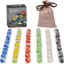 Yellow Mountain Imports 60 Pieces Translucent Chinese Checkers Glass Marbles with Petal Design - 16 Millimeters