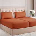Split King Size 5 Piece Sheet Set - Comfy Breathable & Cooling Bed Sheets Set - Hotel Luxury Bedding for Women, Men, Kids, Teens, Boys & Girls - Deep Pockets and Wrinkle Free - Oeko-Tex - Terracotta