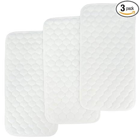 BlueSnail Quilted Thicker Waterproof Changing Pad Liners,3 Count(Snow White 13 x 27)