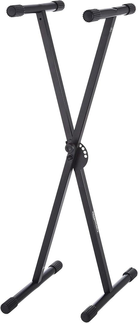 Amazon Basics Keyboard and Piano Stand, Adjustable Height, Portable Single-X-Shape, Stable Steel Construction, Black